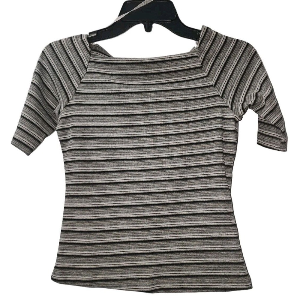 My Michelle Striped Top Square Neck Raglan Sleeve Tee Casual‎ Blouse M